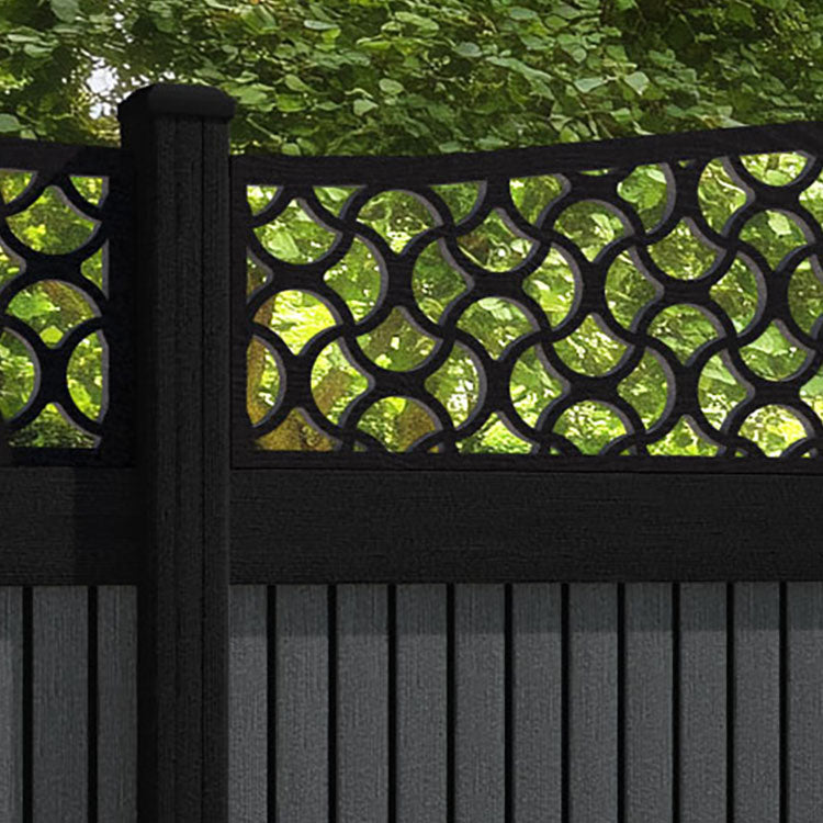 Virtis Vida Curved Top Fence Panel - Dark Grey - with our composite posts