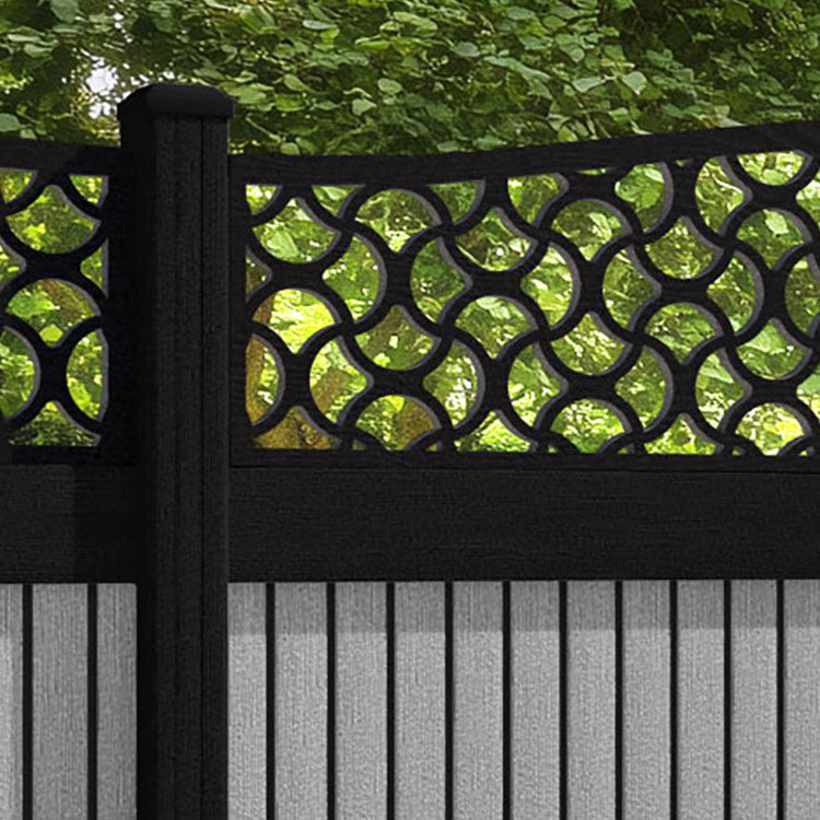 Virtis Vida Curved Top Fence Panel - Light Grey - with our composite posts