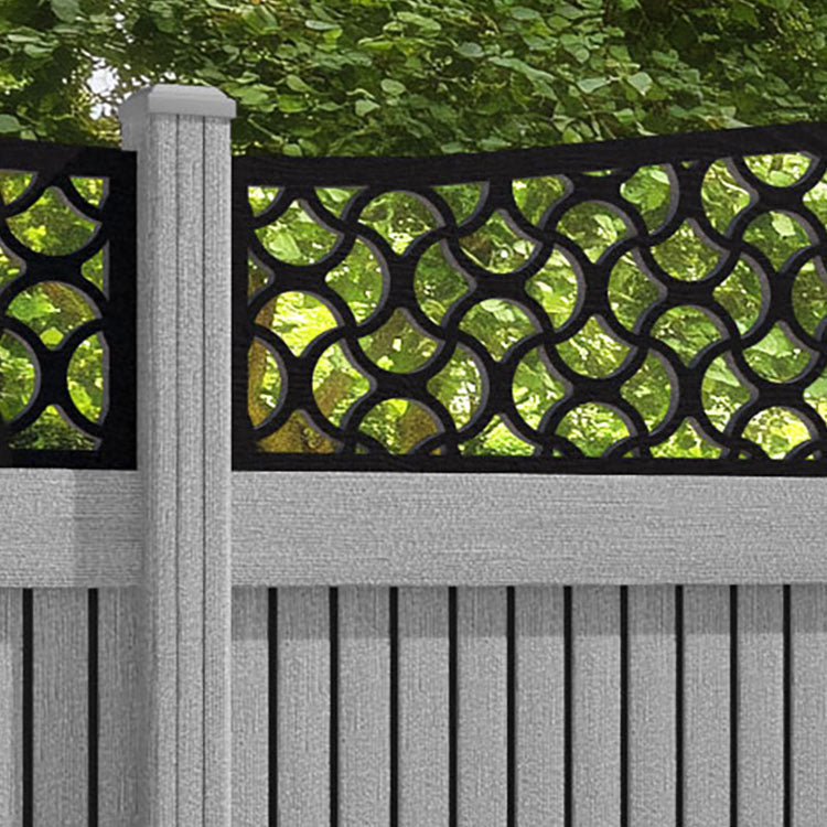 Virtis Vida Curved Top Fence Panel - Light Grey - with our composite posts