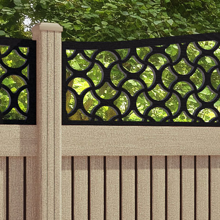 Virtis Vida Curved Top Fence Panel - Light Oak - with our composite posts