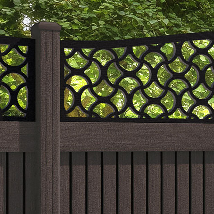 Virtis Vida Curved Top Fence Panel - Mid Brown - with our composite posts