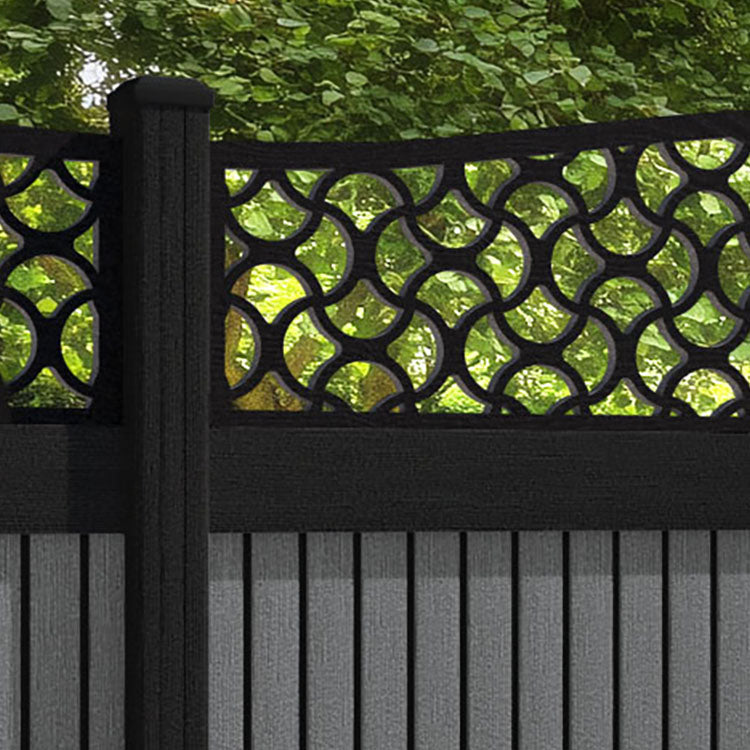 Virtis Vida Curved Top Fence Panel - Mid Grey - with our composite posts