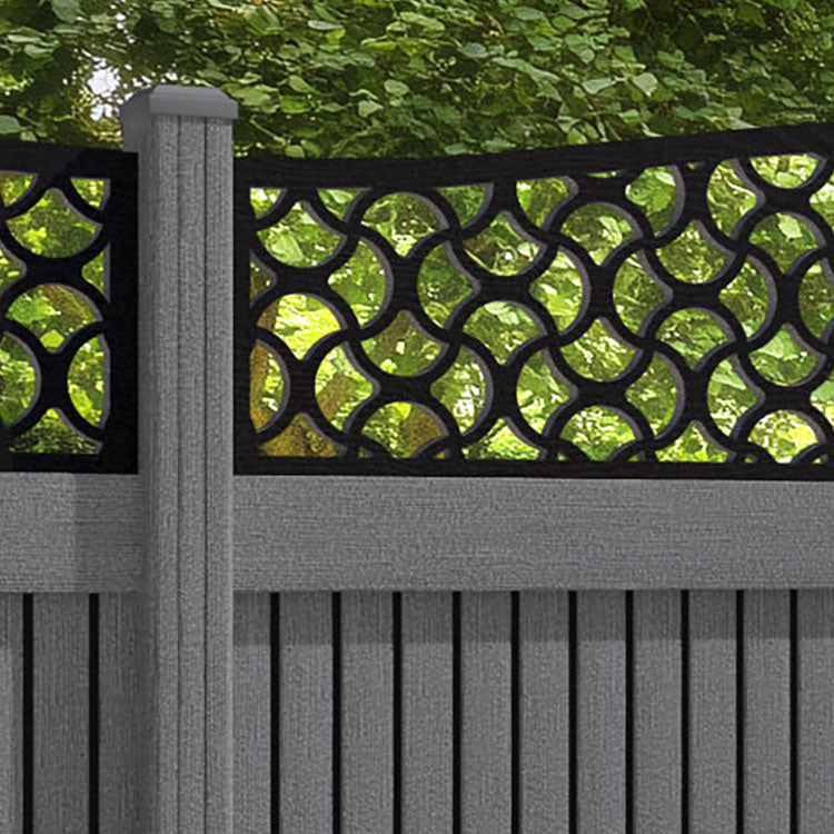 Virtis Vida Curved Top Fence Panel - Mid Grey - with our composite posts