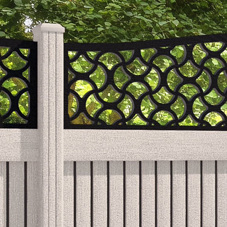Virtis Vida Curved Top Fence Panel - Mid Stone - with our composite posts