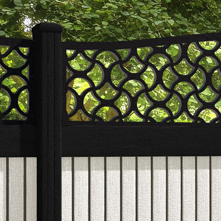 Virtis Vida Curved Top Fence Panel - Light Stone - with our composite posts