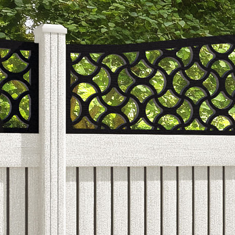 Virtis Vida Curved Top Fence Panel - Light Stone - with our composite posts