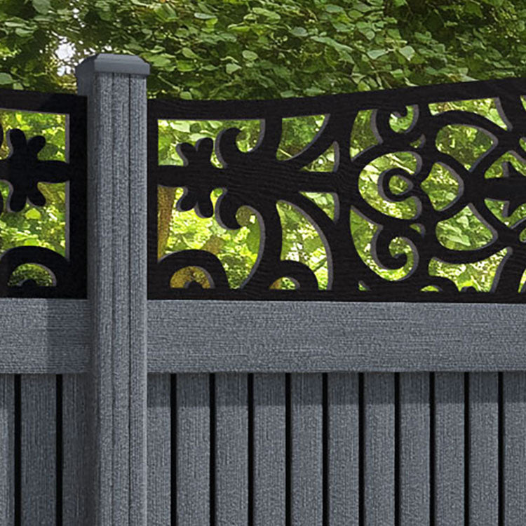 Virtis Windsor Curved Top Fence Panel - Anthracite - with our composite posts