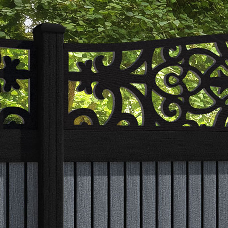 Virtis Windsor Curved Top Fence Panel - Anthracite - with our composite posts