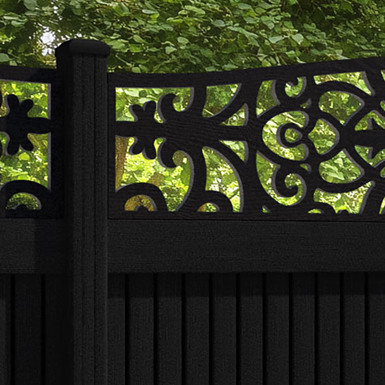 Virtis Windsor Curved Top Fence Panel - Black - with our composite posts