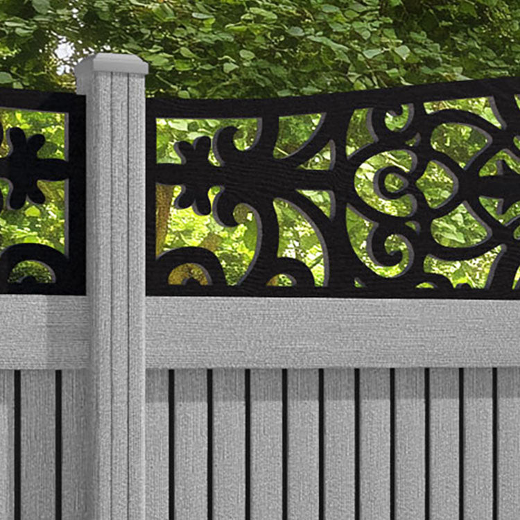 Virtis Windsor Curved Top Fence Panel - Light Grey - with our composite posts