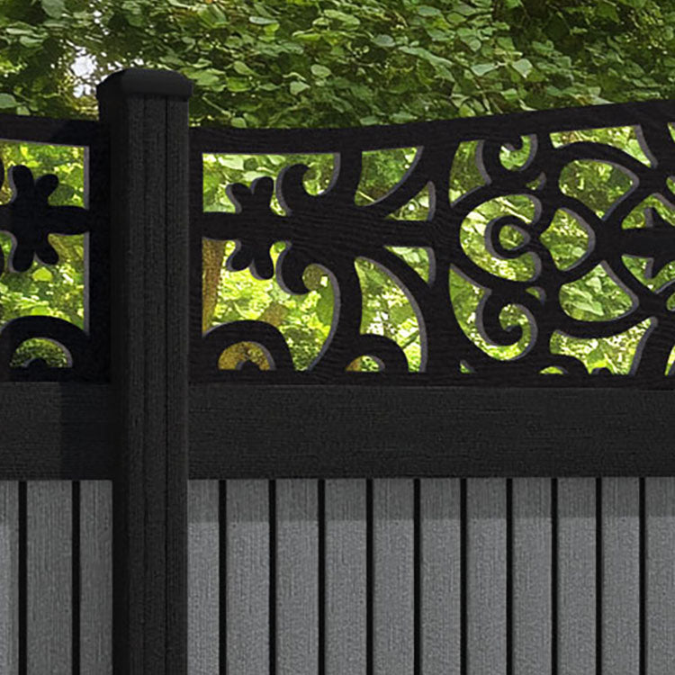 Virtis Windsor Curved Top Fence Panel - Mid Grey - with our composite posts