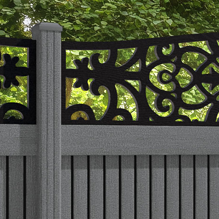 Virtis Windsor Curved Top Fence Panel - Mid Grey - with our composite posts