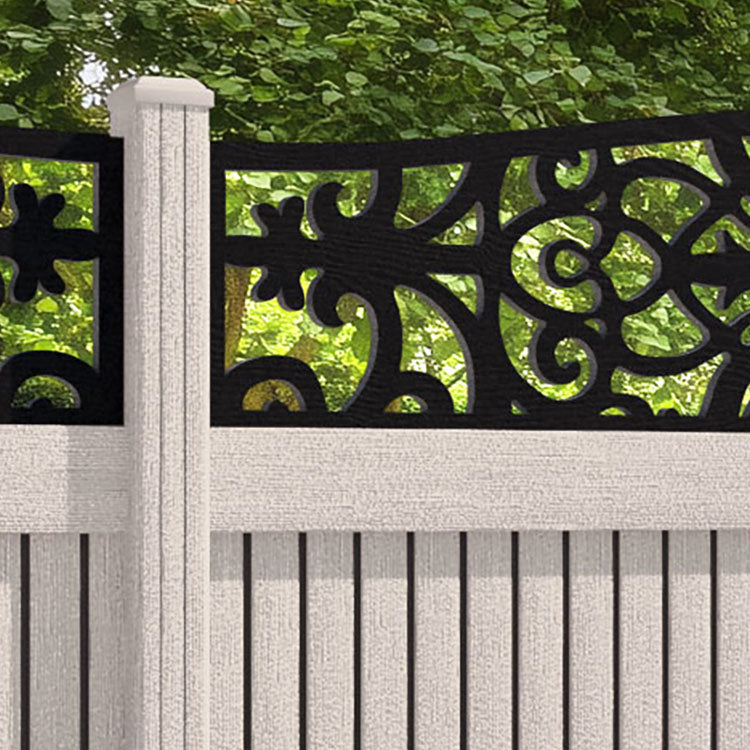 Virtis Windsor Curved Top Fence Panel - Mid Stone - with our composite posts