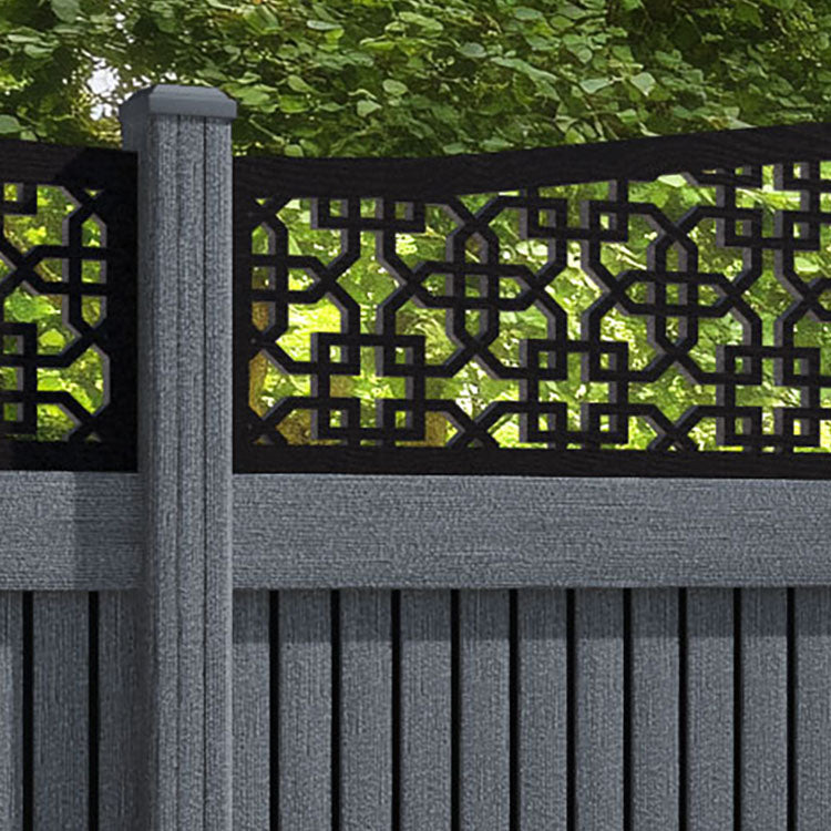 Virtis Zaria Curved Top Fence Panel - Anthracite - with our composite posts