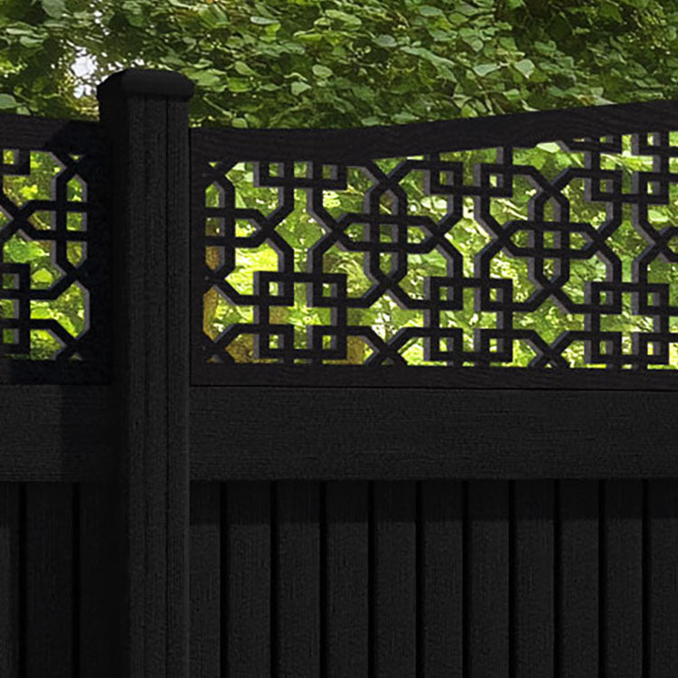Virtis Zaria Curved Top Fence Panel - Black - with our composite posts