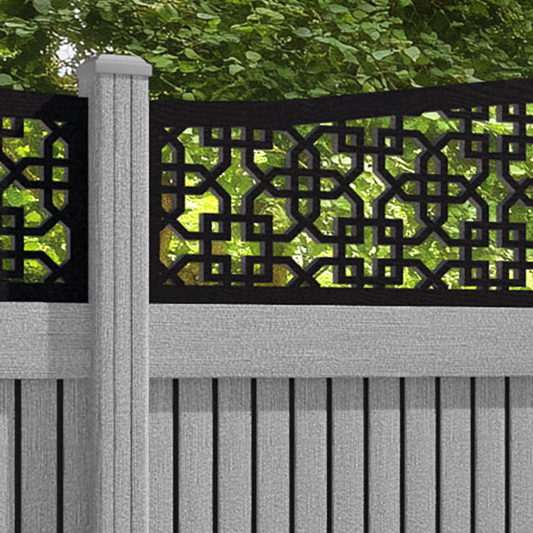 Virtis Zaria Curved Top Fence Panel - Light Grey - with our composite posts