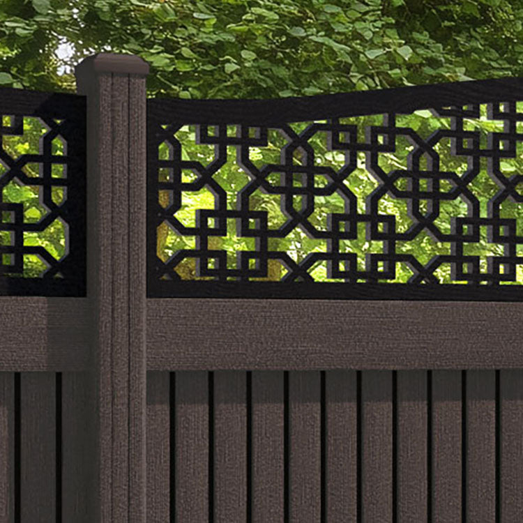 Virtis Zaria Curved Top Fence Panel - Mid Brown - with our composite posts
