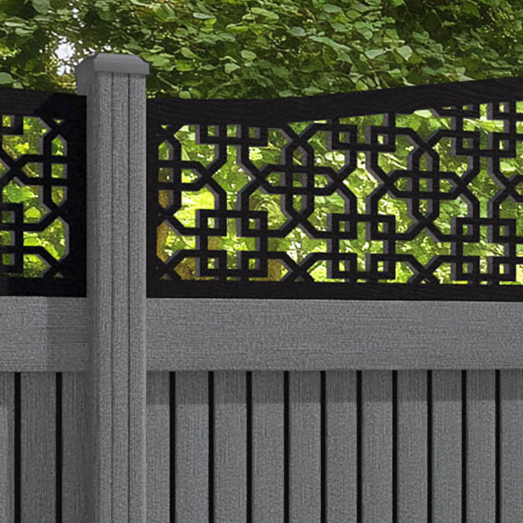 Virtis Zaria Curved Top Fence Panel - Mid Grey - with our composite posts
