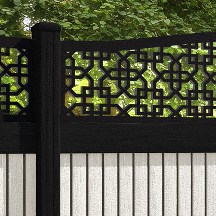 Virtis Zaria Curved Top Fence Panel - Light Stone - with our composite posts