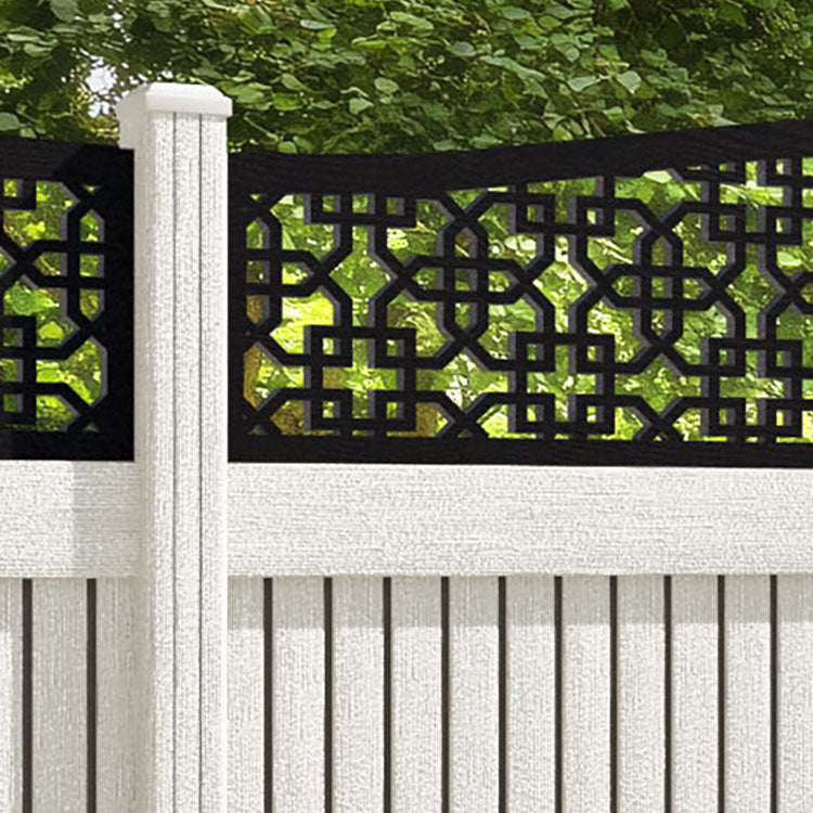 Virtis Zaria Curved Top Fence Panel - Light Stone - with our composite posts