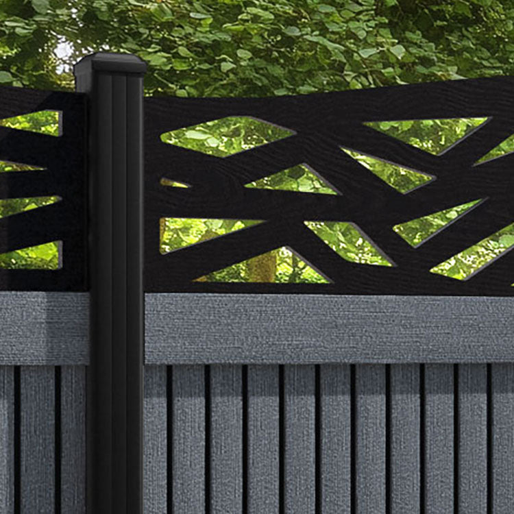 Virtis Zenith Curved Top Fence Panel - Anthracite - with our aluminium posts