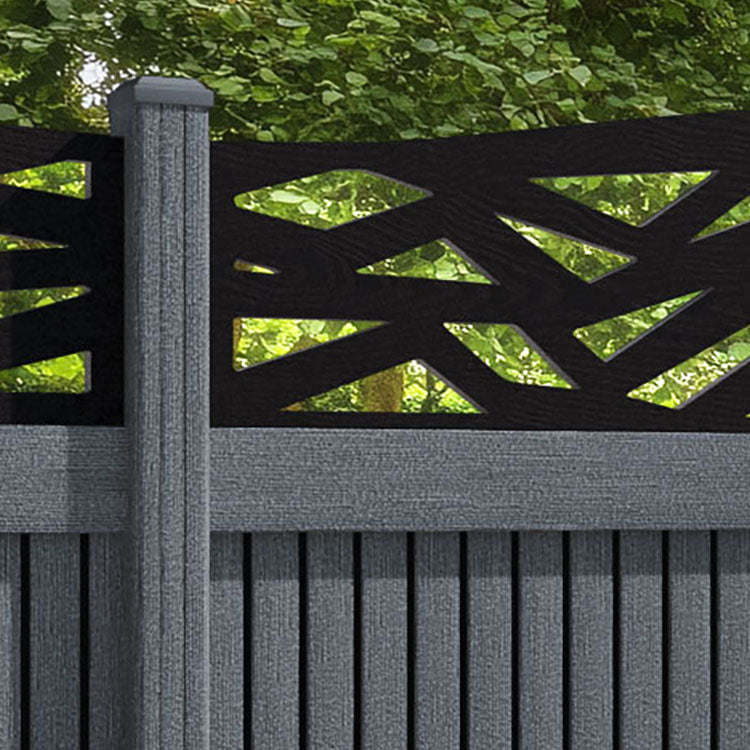 Virtis Zenith Curved Top Fence Panel - Anthracite - with our composite posts