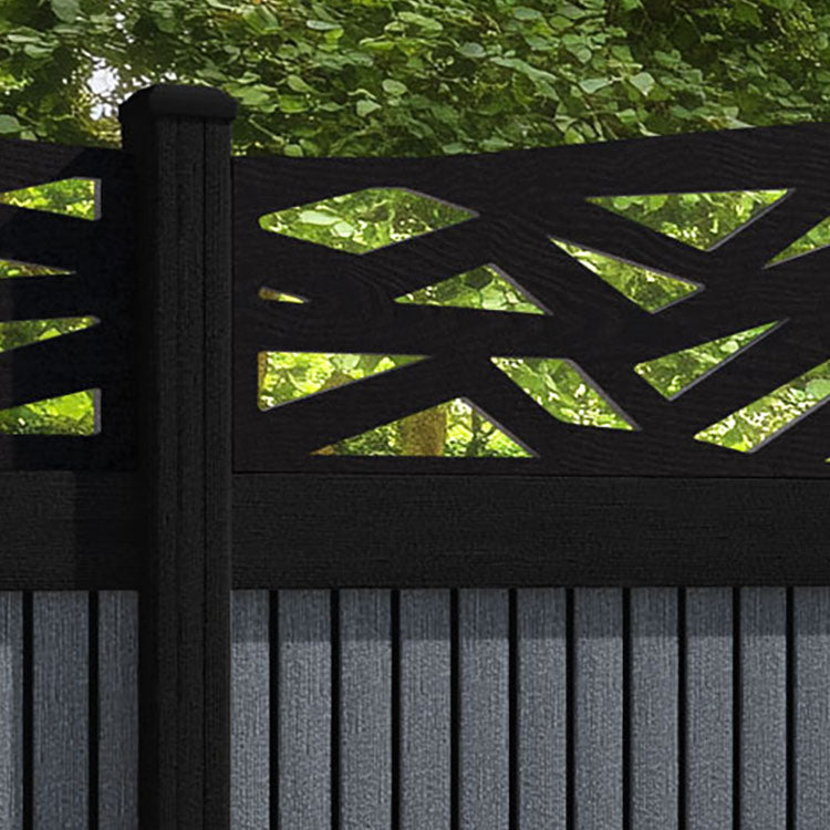 Virtis Zenith Curved Top Fence Panel - Anthracite - with our aluminium posts