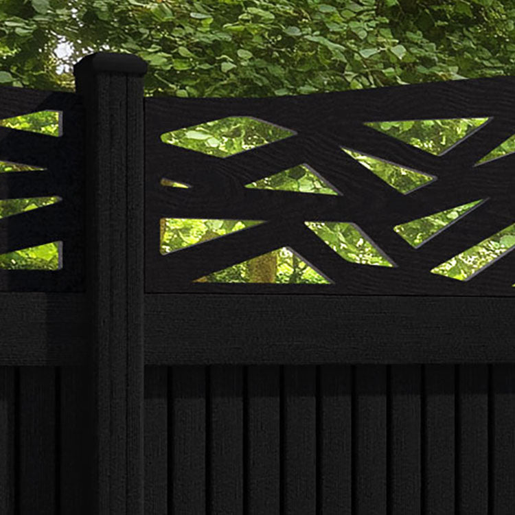 Virtis Zenith Curved Top Fence Panel - Black - with our composite posts