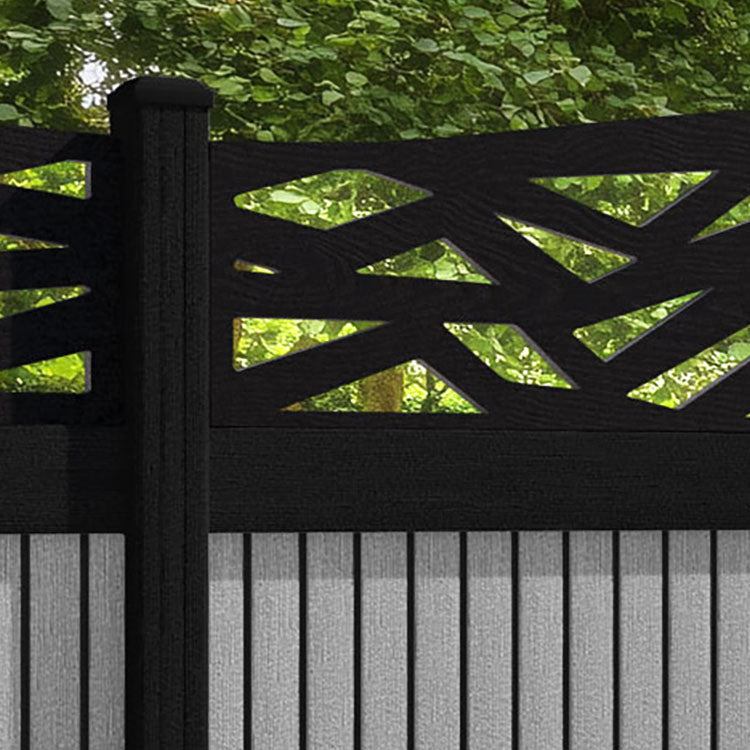 Virtis Zenith Curved Top Fence Panel - Light Grey - with our composite posts