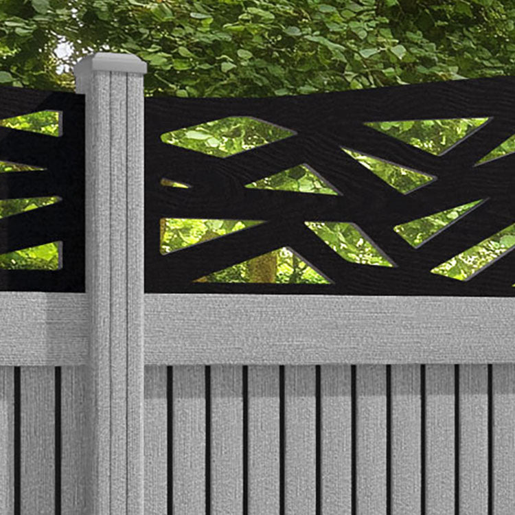 Virtis Zenith Curved Top Fence Panel - Light Grey - with our composite posts