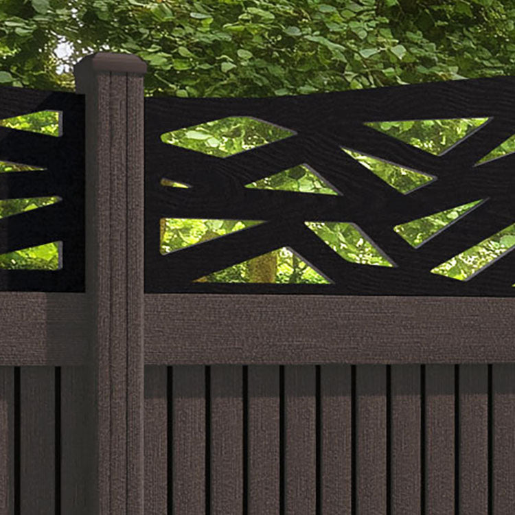 Virtis Zenith Curved Top Fence Panel - Mid Brown - with our composite posts