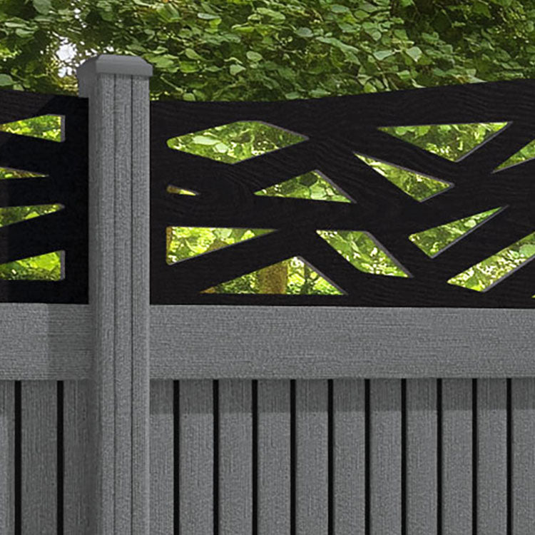 Virtis Zenith Curved Top Fence Panel - Mid Grey - with our composite posts