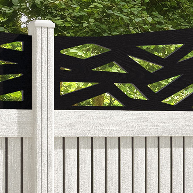 Virtis Zenith Curved Top Fence Panel - Light Stone - with our composite posts