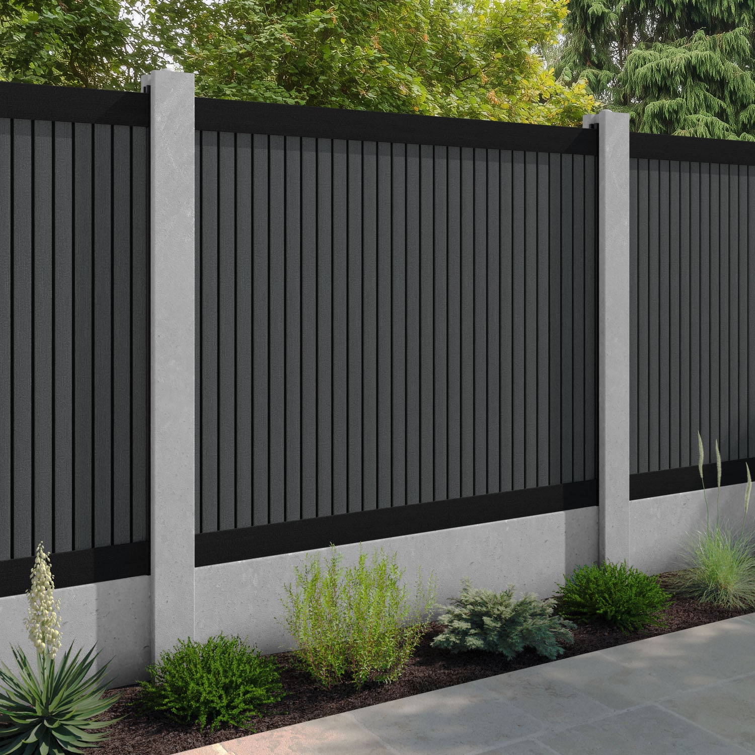 Virtis Fence Panel - Dark Grey - for existing concrete posts