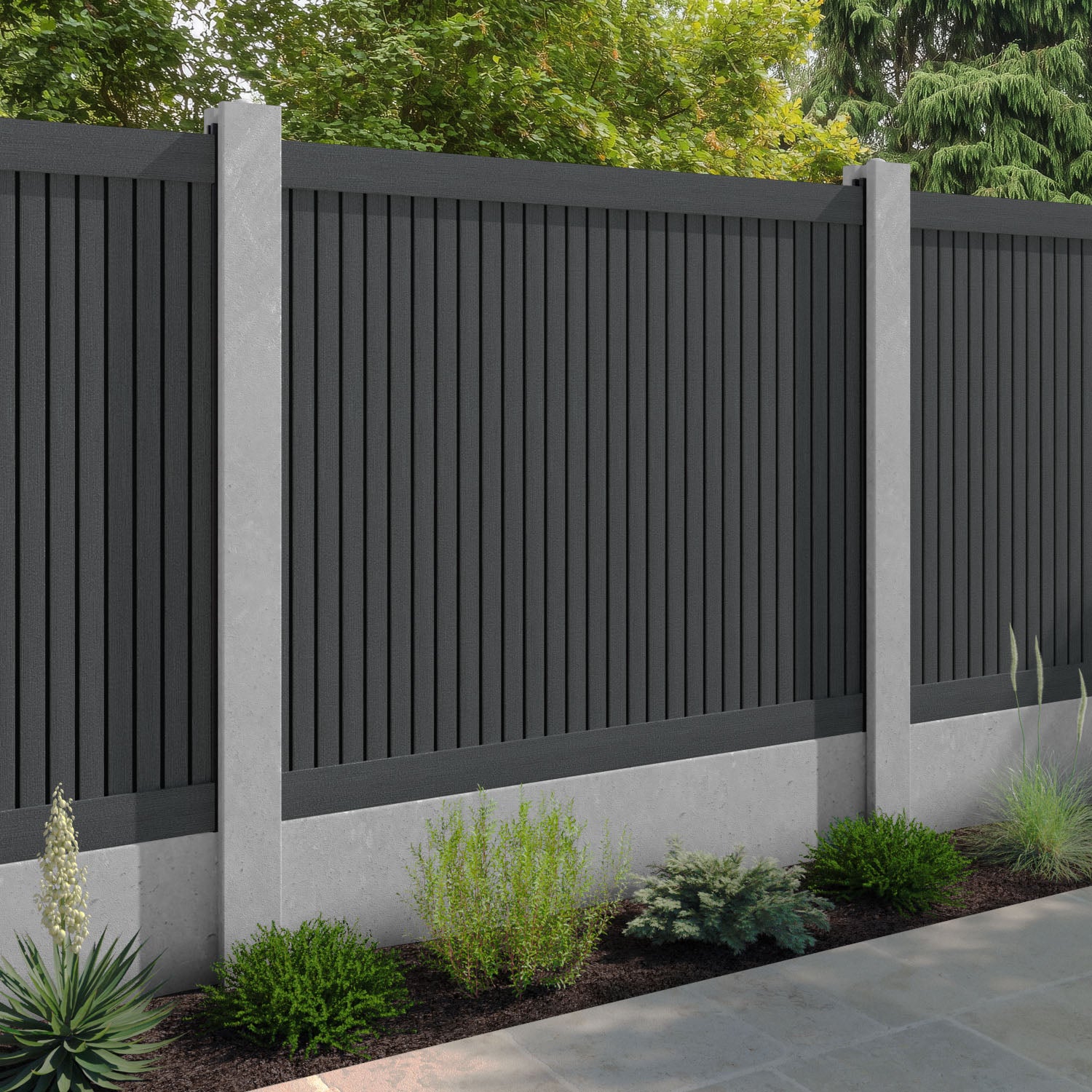 Virtis Fence Panel - Dark Grey - for existing concrete posts
