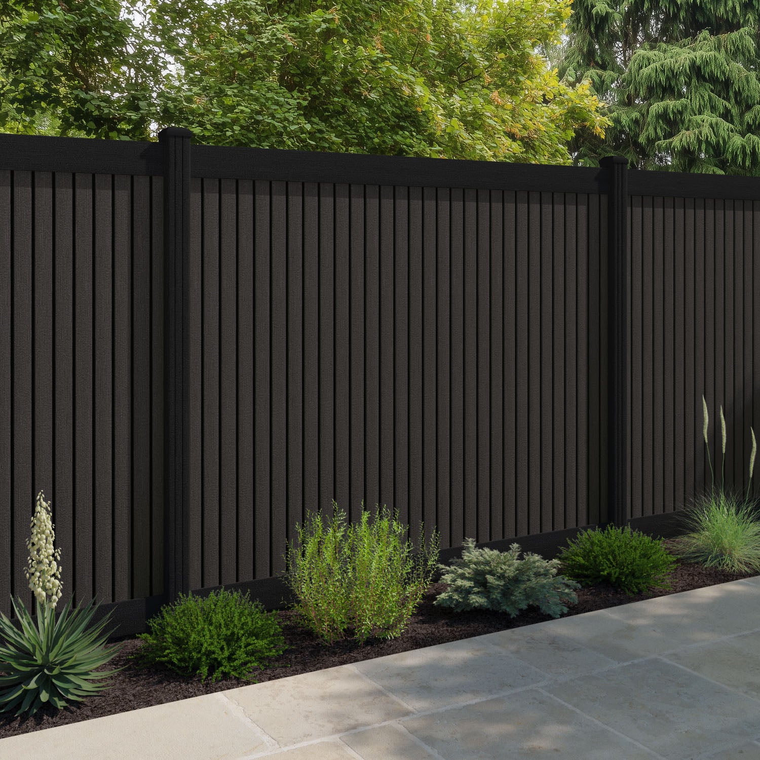 Virtis Fence Panel - Dark Oak - with our composite posts