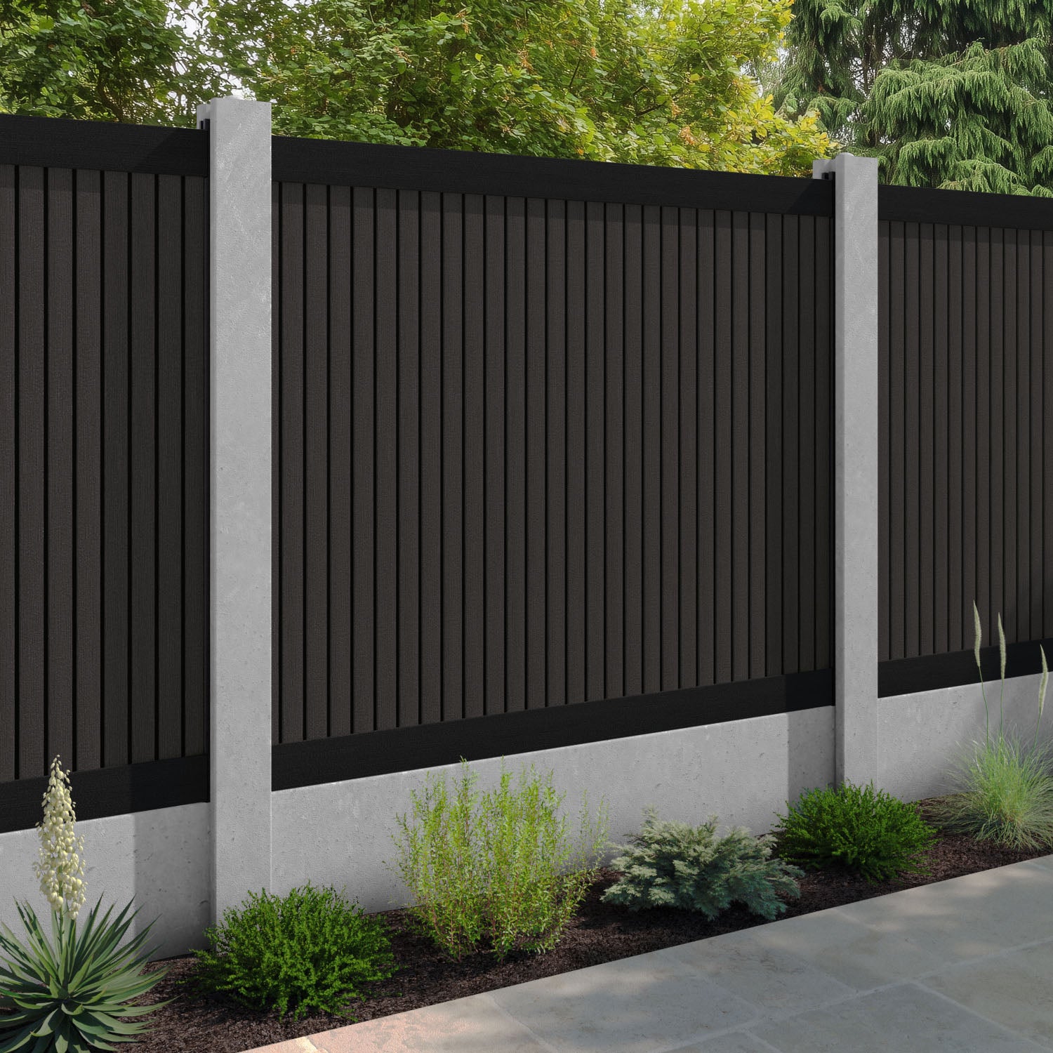 Virtis Fence Panel - Dark Oak - for existing concrete posts