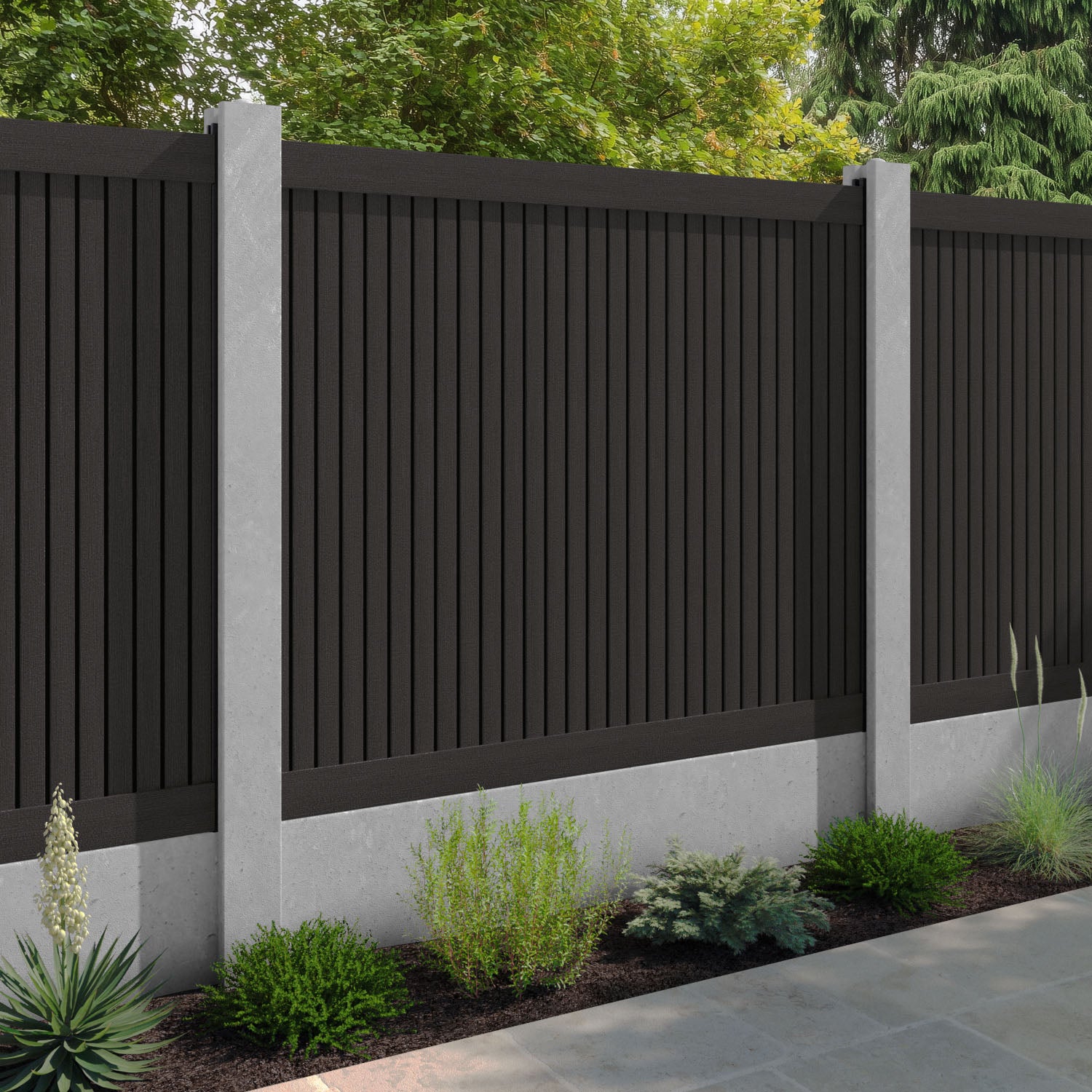 Virtis Fence Panel - Dark Oak - for existing concrete posts