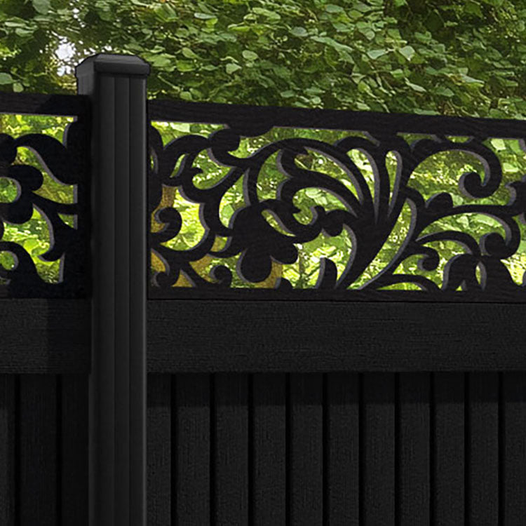 Virtis Eden Fence Panel - Black - with our aluminium posts