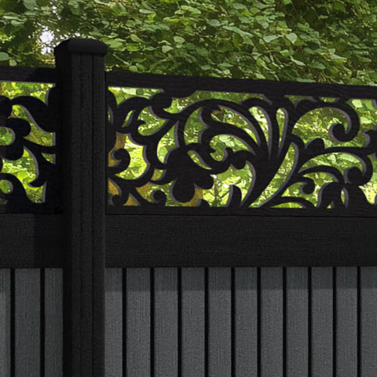 Virtis Eden Fence Panel - Dark Grey - with our aluminium posts