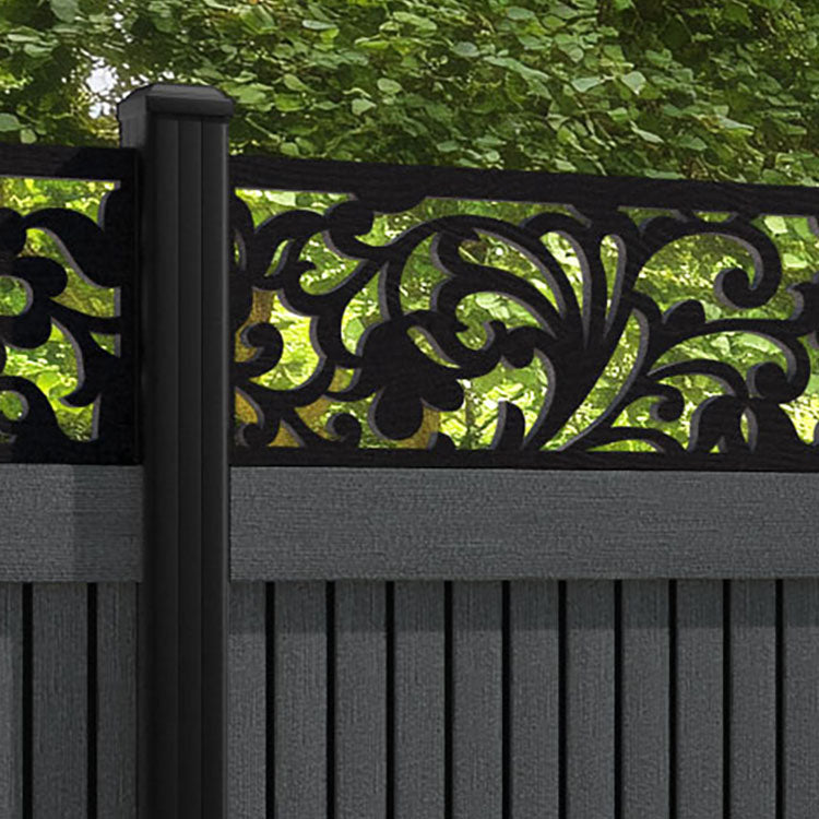 Virtis Eden Fence Panel - Dark Grey - with our aluminium posts