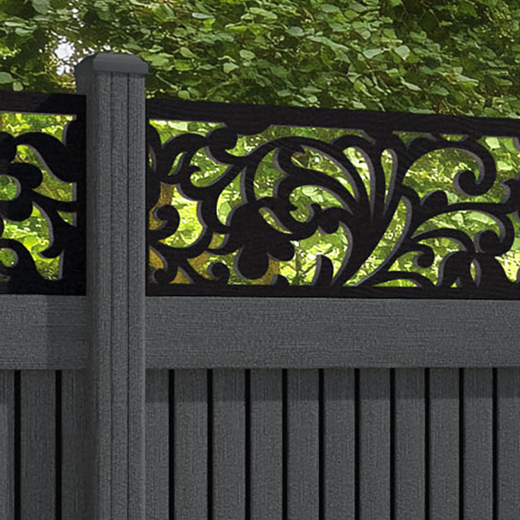 Virtis Eden Fence Panel - Dark Grey - with our composite posts