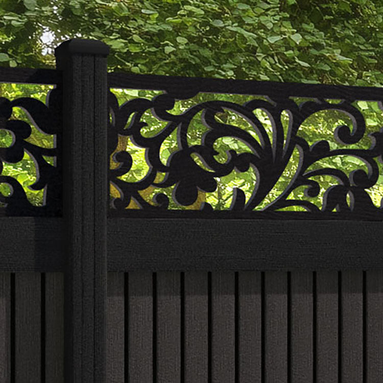 Virtis Eden Fence Panel - Dark Oak - with our aluminium posts