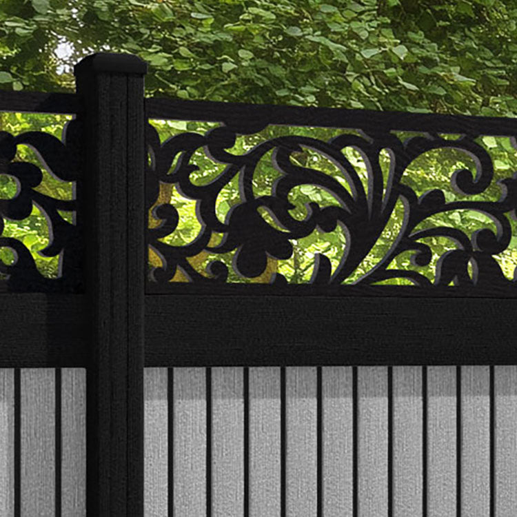 Virtis Eden Fence Panel - Light Grey - with our aluminium posts