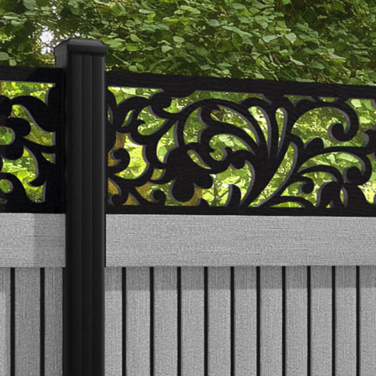 Virtis Eden Fence Panel - Light Grey - with our aluminium posts