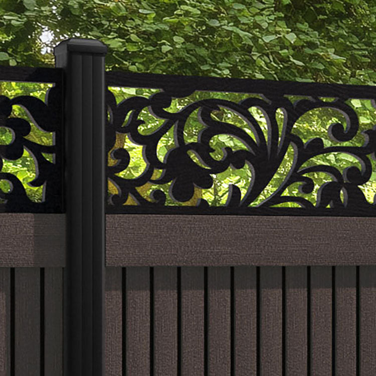 Virtis Eden Fence Panel - Mid Brown - with our aluminium posts