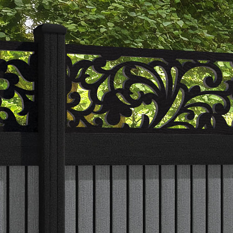 Virtis Eden Fence Panel - Mid Grey - with our aluminium posts