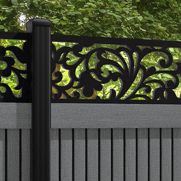 Virtis Eden Fence Panel - Mid Grey - with our aluminium posts
