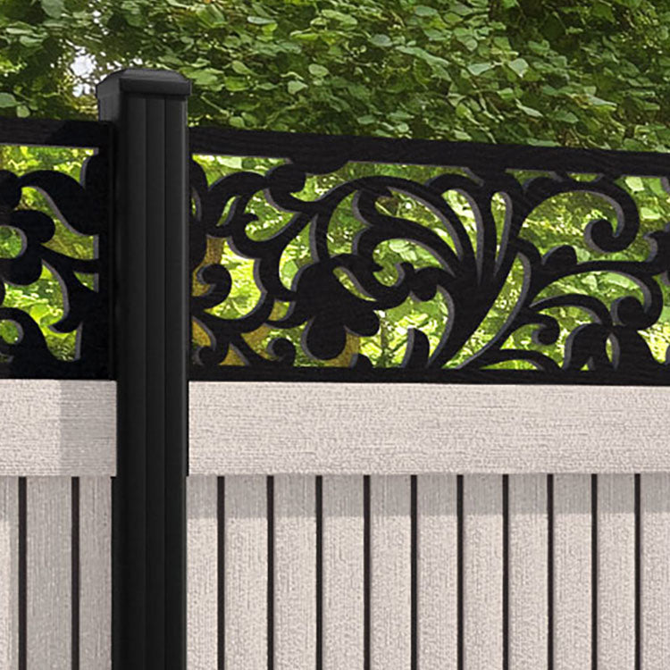 Virtis Eden Fence Panel - Mid Stone - with our aluminium posts