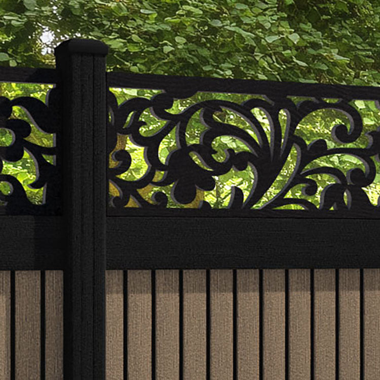 Virtis Eden Fence Panel - Teak - with our aluminium posts